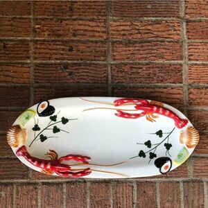 Sculpted Ceramic Lobster Oval Serving Platter by India Handicrafts Inc IHI 20”L